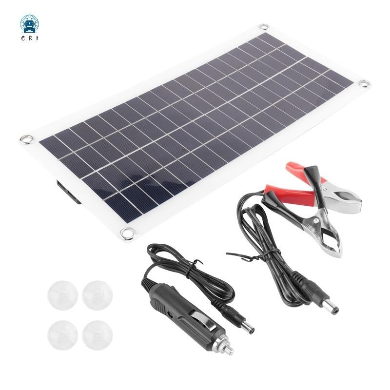 Painel Solar Portátil Duplo 12/5V DC USB De 30W Carregamento Rápido À Prova D'água Carregador De Bateria Externo Para Carro