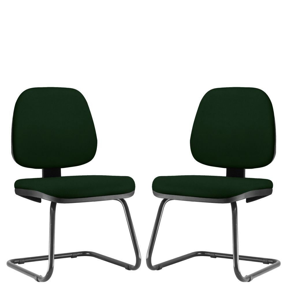 Kit 02 Cadeiras Para Escritório Job L02 Fixa Crepe Verde Musgo - Lyam Decor