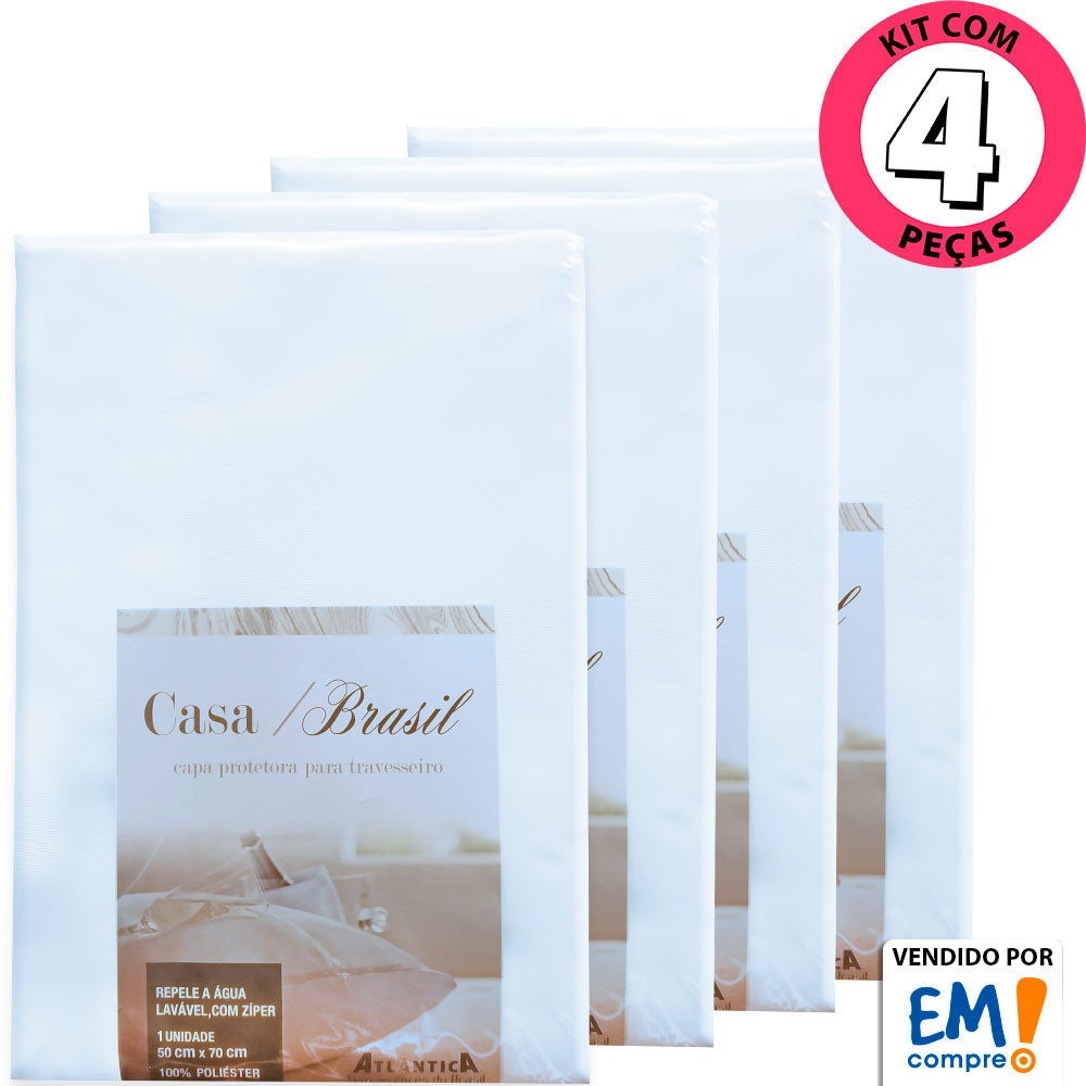 Kit 4 Capas Protetor Travesseiro Impermeável Com Ziper 50x70 Atlântica · foto 2