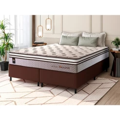 Conjunto Cama Box c/ Molas Ensacadas Liverpool Bege Queen 158x198x73
