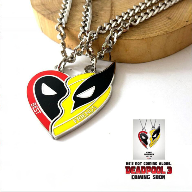 1Pcs Colar Dos Melhores Amigos Coração Pingente Colares Para Mulheres Correntes Homens Cosplay Jóias Deadpool E Wolverine Choker