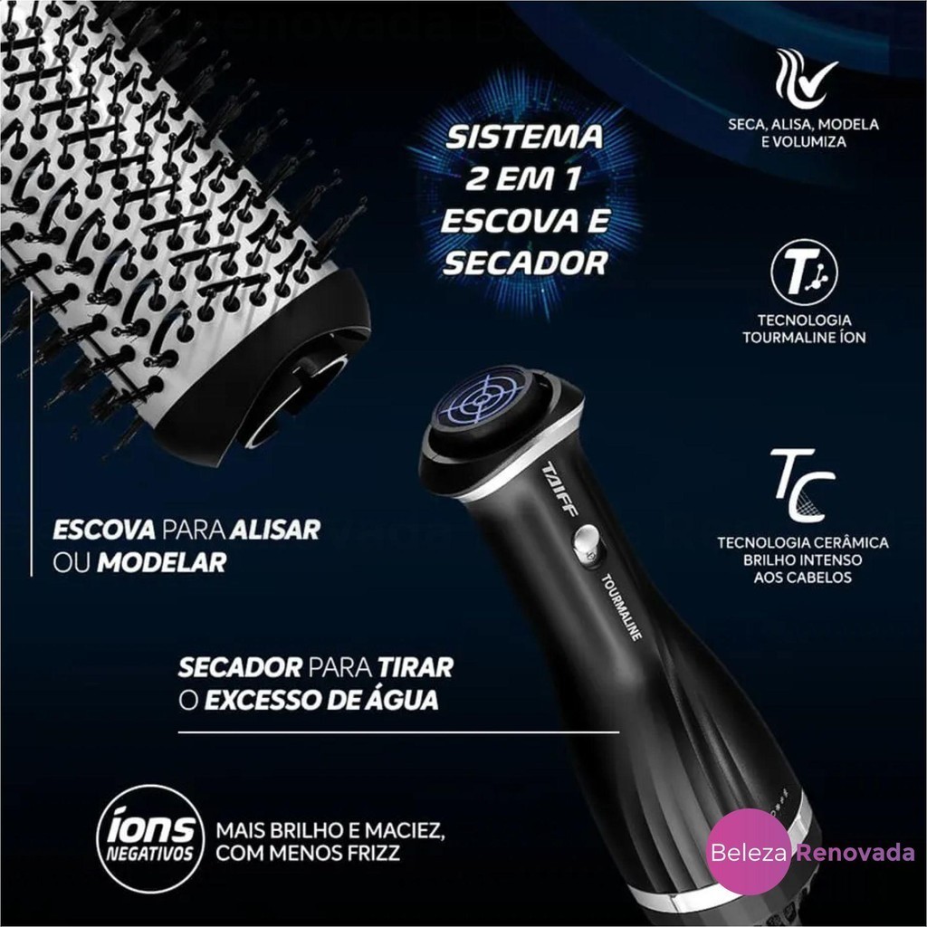 Detalhes do Escova Secadora Taiff Tourmaline Oval
