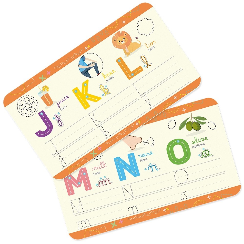 Detalhes do KIT EDUCATIVO CALIGRAFIA INGLÊS 10 CARTELAS GRANDES TOYSTER BRINQUEDOS INFANTIL PORTUGUÊS DESENHOS