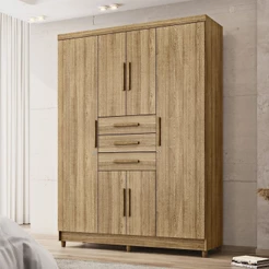 Guarda-Roupa Casal 6 Portas e 3 Gavetas Imperial Marrom/Nature Nature