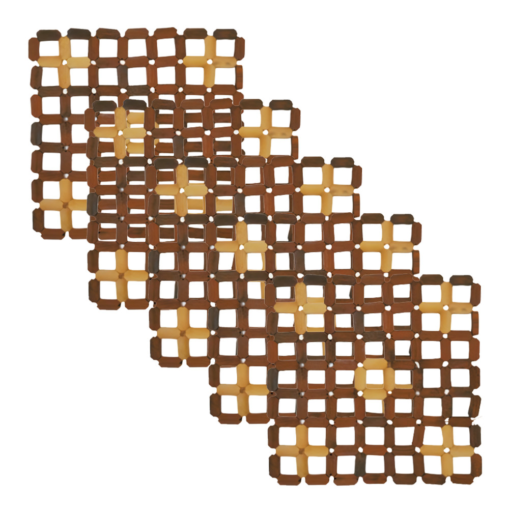 Kit 5 Descansos De Panela Bambu Quadrado 15cm