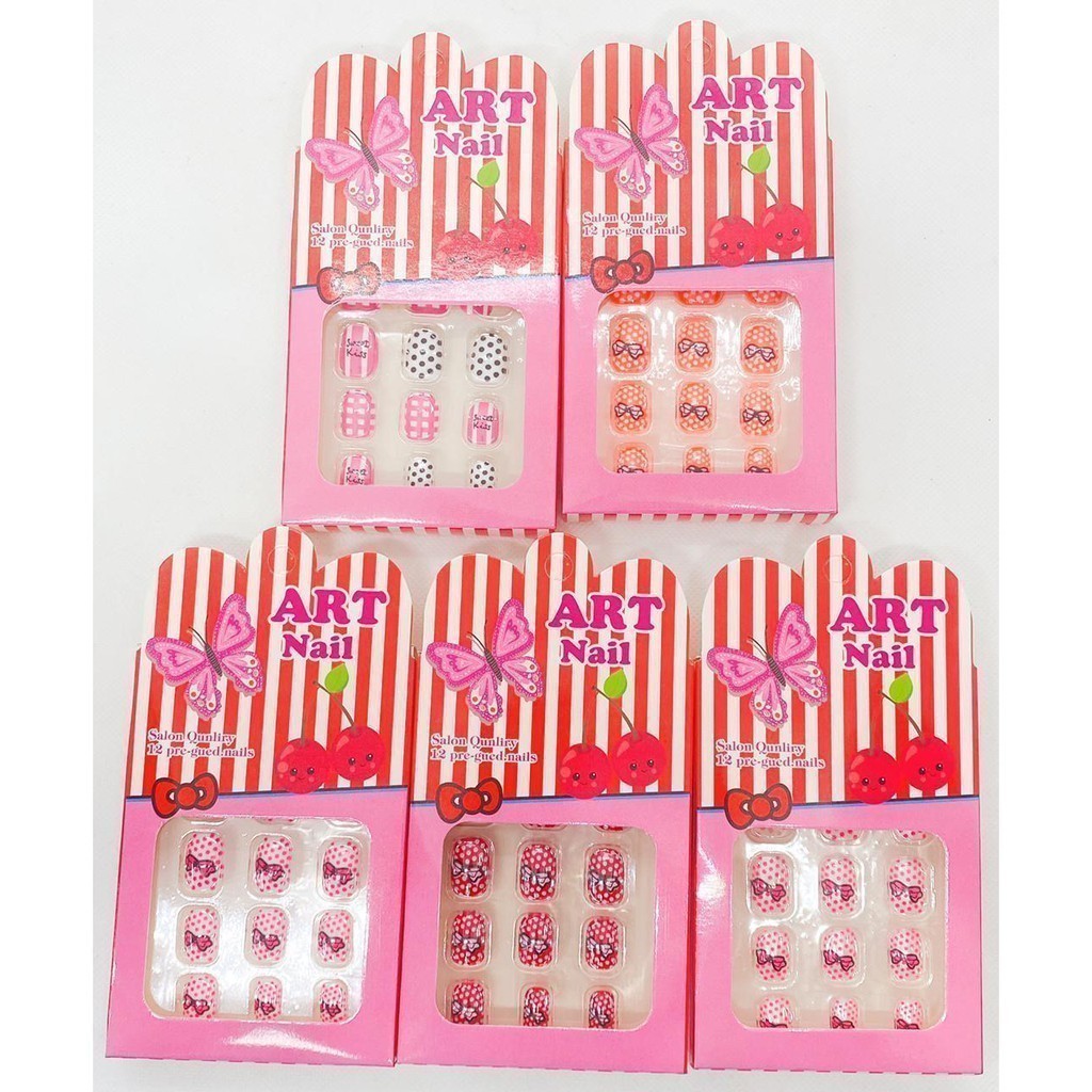 Kit 60 Unhas Postiça Infantil 5 Caixas Revenda Atacado/Contém Comprimidos de cola sólida-YOUYI em Oferta na Shopee
