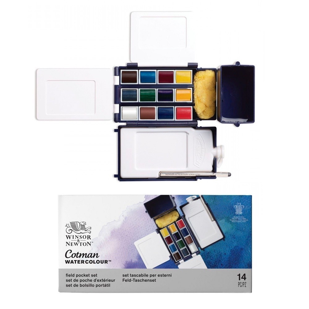 Aquarela Pastilha Winsor & Newton Cotman Field Box 14 Peças
