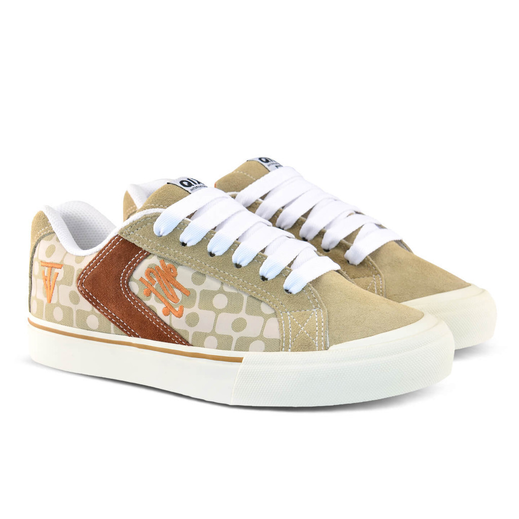 Tênis QIX Chorão Park Original Caqui Off White Floral Skatista Feminino