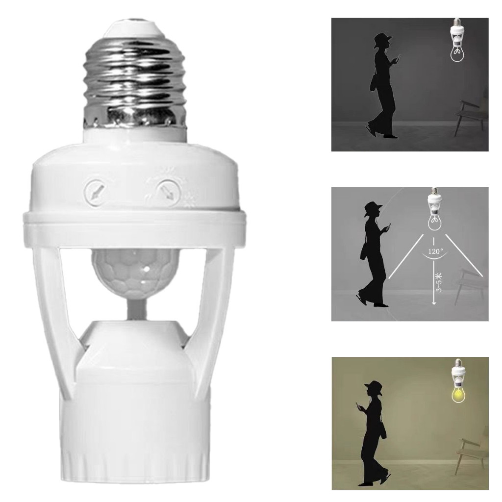 Kit 1-4 Sensor De Presença Movimento 360º Com Fotocélula Para Lâmpada Soquete E27