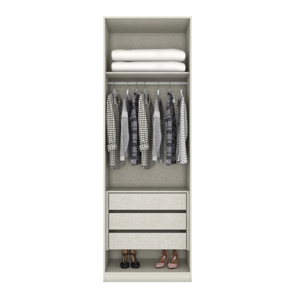 Detalhes do Guarda-Roupa Solteiro Modulado Seletto 2 Portas 3 Gavetas com Espelho Areia - Henn