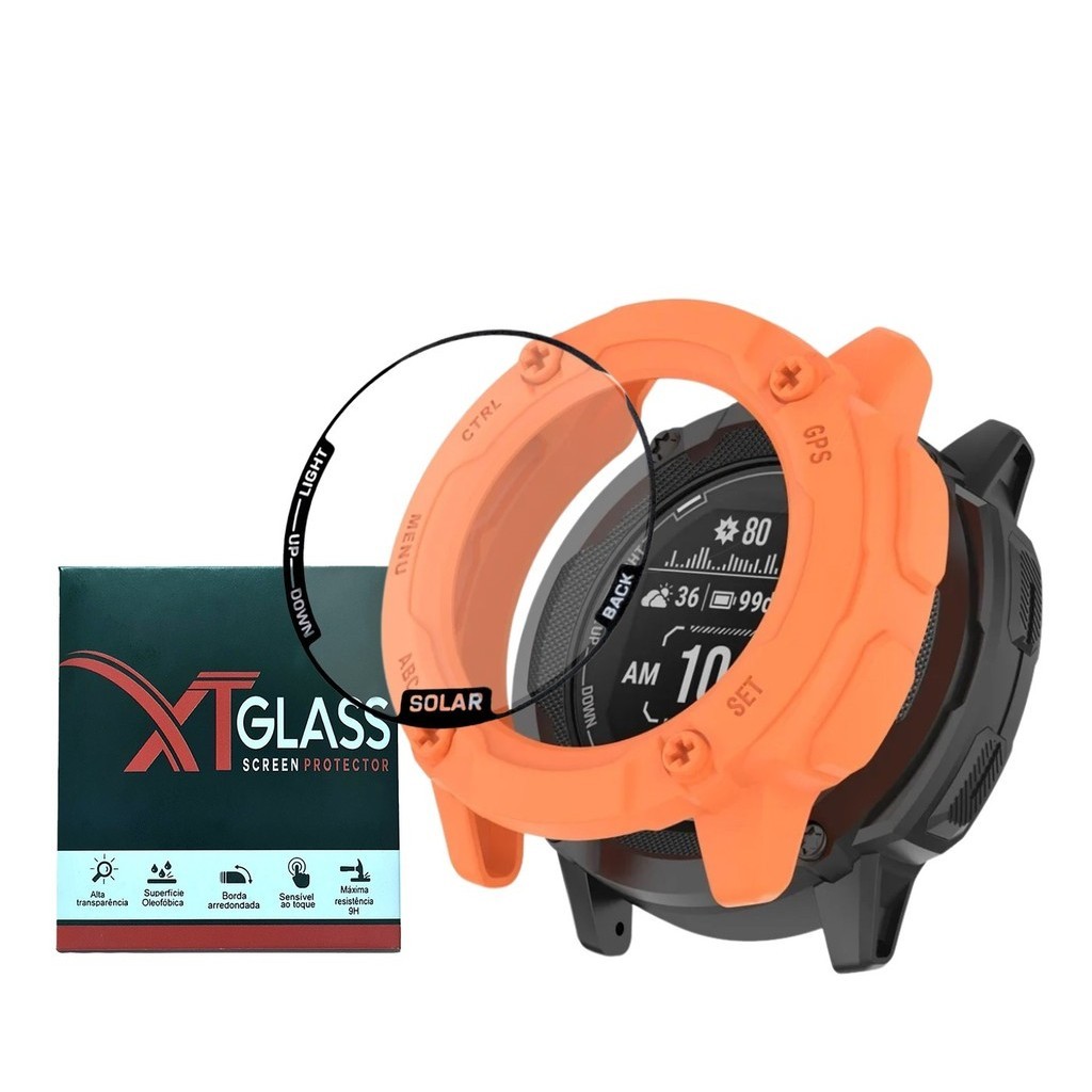 Capa Protetora + Pelicula Xtglass Compatível Com Garmin Instinct 2x Solar
