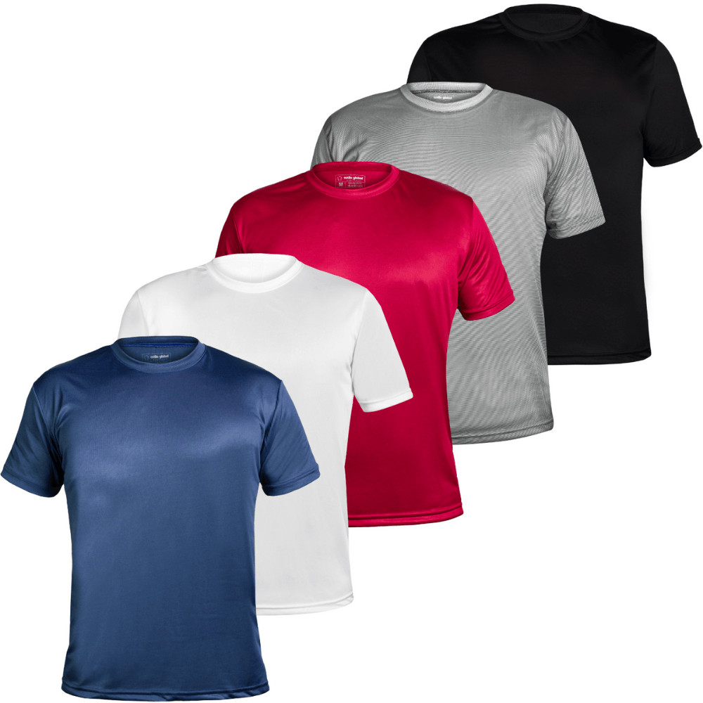 Kit 5 Camisetas Poliéster DryFit Masculina Lisa Academia Corrida Casual Esportes Confortável