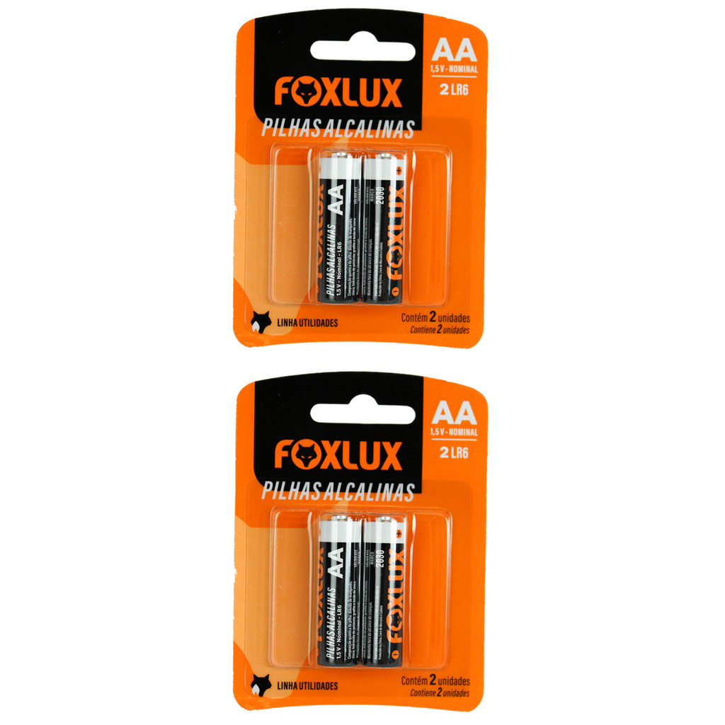 Pilhas Alcalinas Foxlux AA Pequena | energia prolongada, alta performance Kit com 4