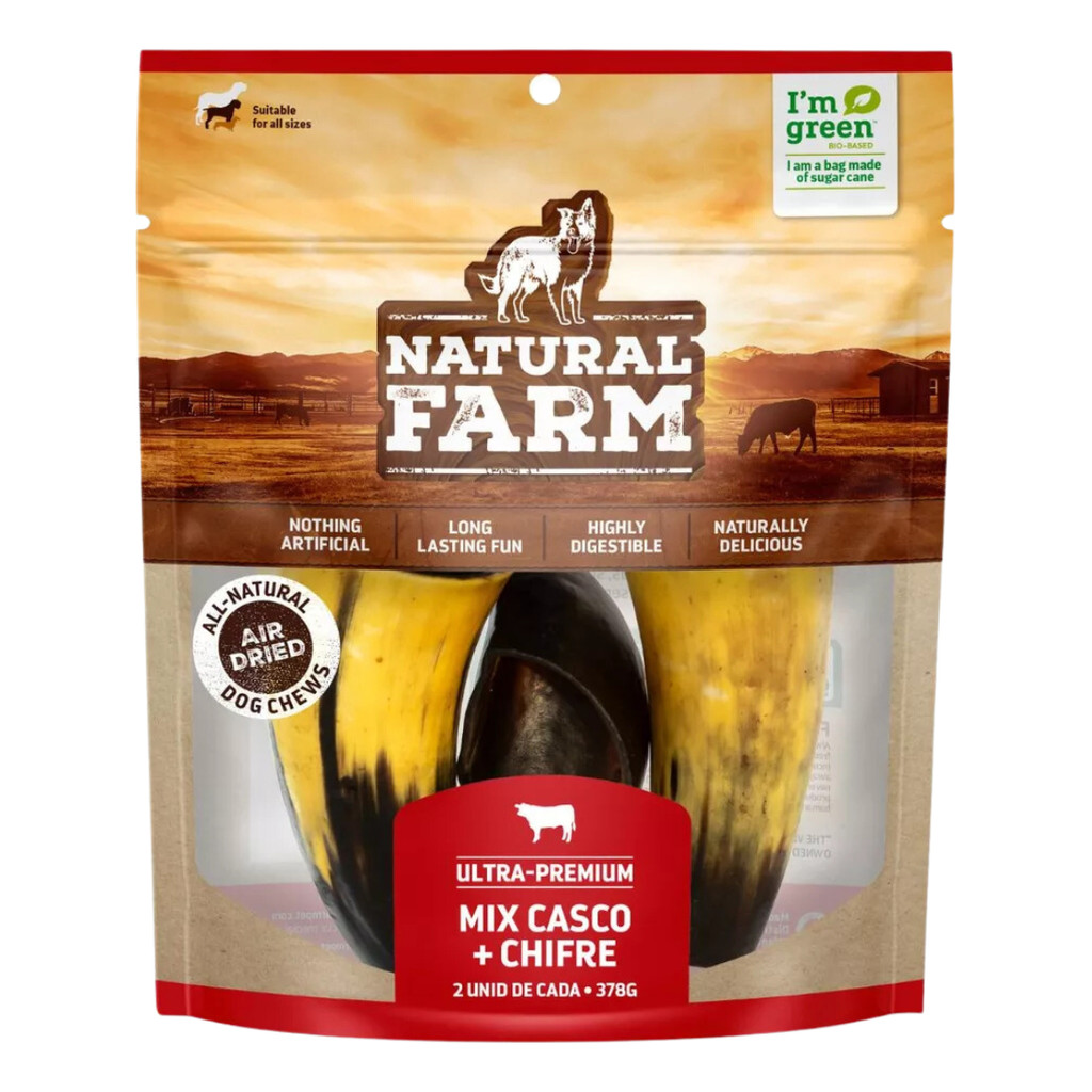 Mix Casco E Chifre Bovino Pacote com 4 Unidades Natural Farm 378g