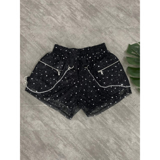 Short cargo Preto Lurex Brilhante transparente com estrelinhas em Oferta na Shopee