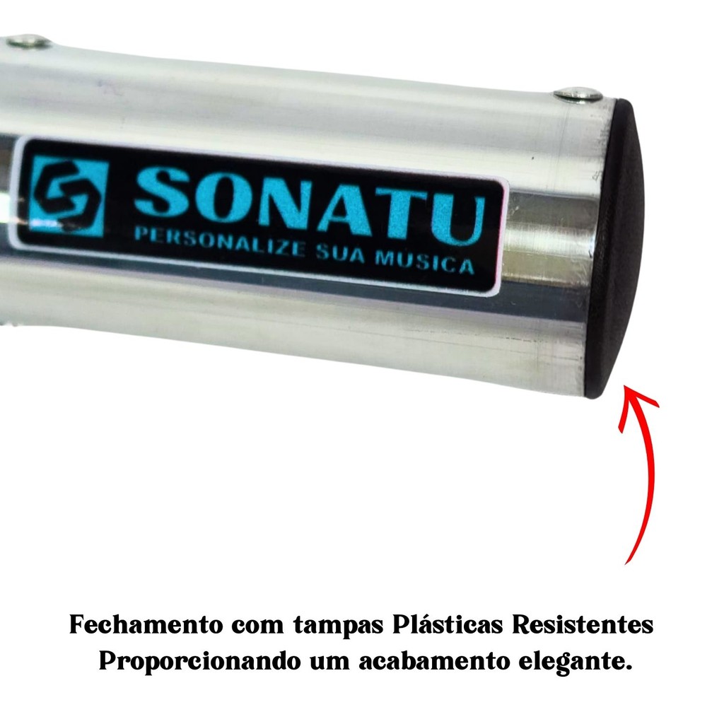 Kit Reco-Reco 03 Molas Branco + Ganzá Médio 15 X 4 cm Prata - Sonatu — imagem 2 de 2
