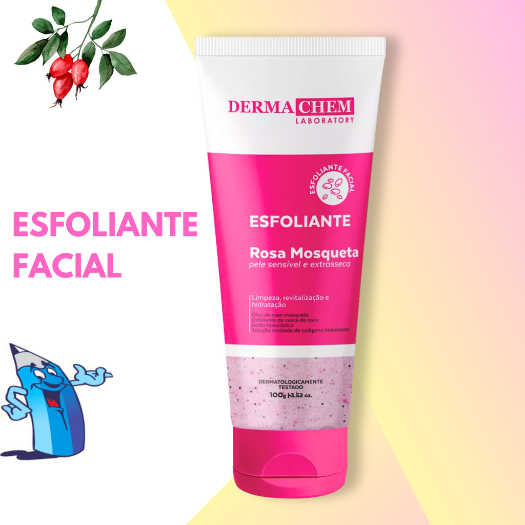 GEL ESFOLIANTE FACIAL PELE SECA ROSA MOSQUETA 100ML DERMACHEM