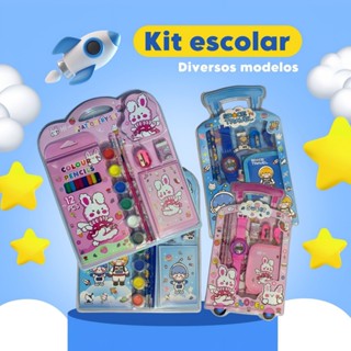 Kit Escolar Infantil Com Lápis Borracha Carteira E Relógio em Oferta na Shopee