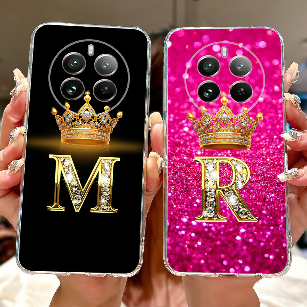 Para Realme 12 + 12X 12 5G Moda Coroa Letra Inicial Casal Caso De Telefone Realme12 Plus 5G Silicone Macio TPU Embalagem em Oferta na Shopee