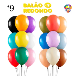 Balão Bexiga Redondo 9" Diversas Cores - 50 Unidades - Art Latex