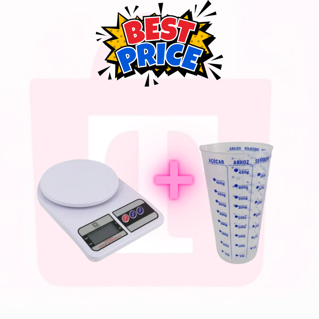 Kit Balança Digital + Copo de medidor