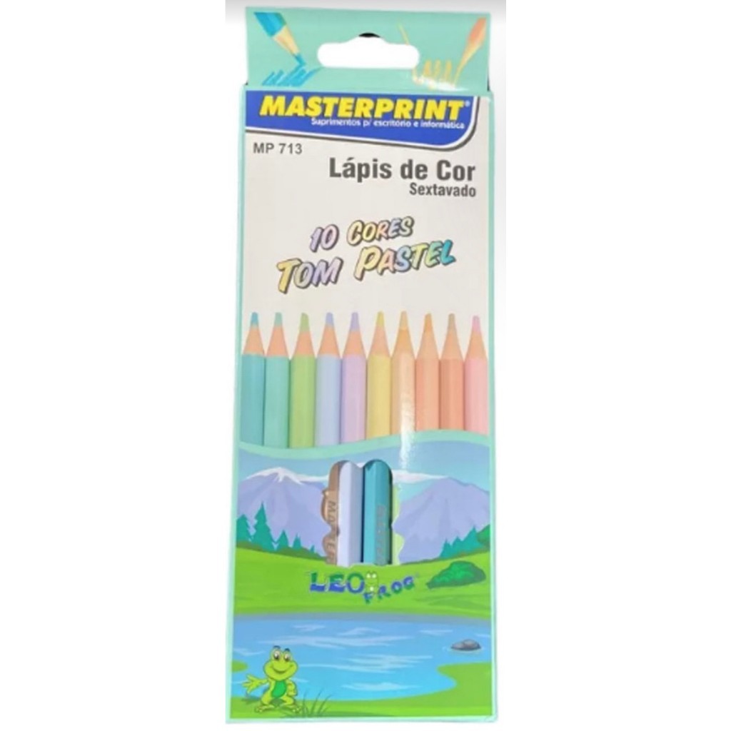 Kit 32 Lápis de Cor (12 CORES + 10 Cores Tom Pastel +10 Cores Tons de Pele) Escolar Sextavado — imagem 2 de 2