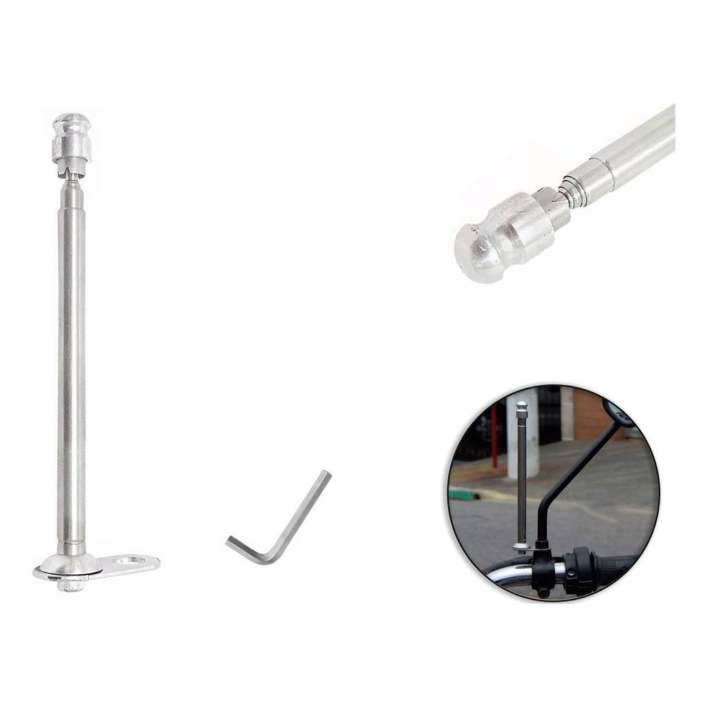 Antena Corta Pipa 7 Estágios Fixo Retrovisor Moto Bike Prata