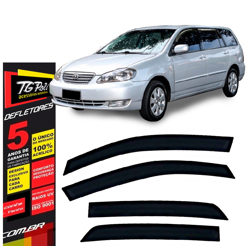 Calha de Chuva Toyota Corolla Fielder 2004 a 2008 TG Poli Defletor 4 portas Protetor Janelas Fumê em Oferta na Shopee
