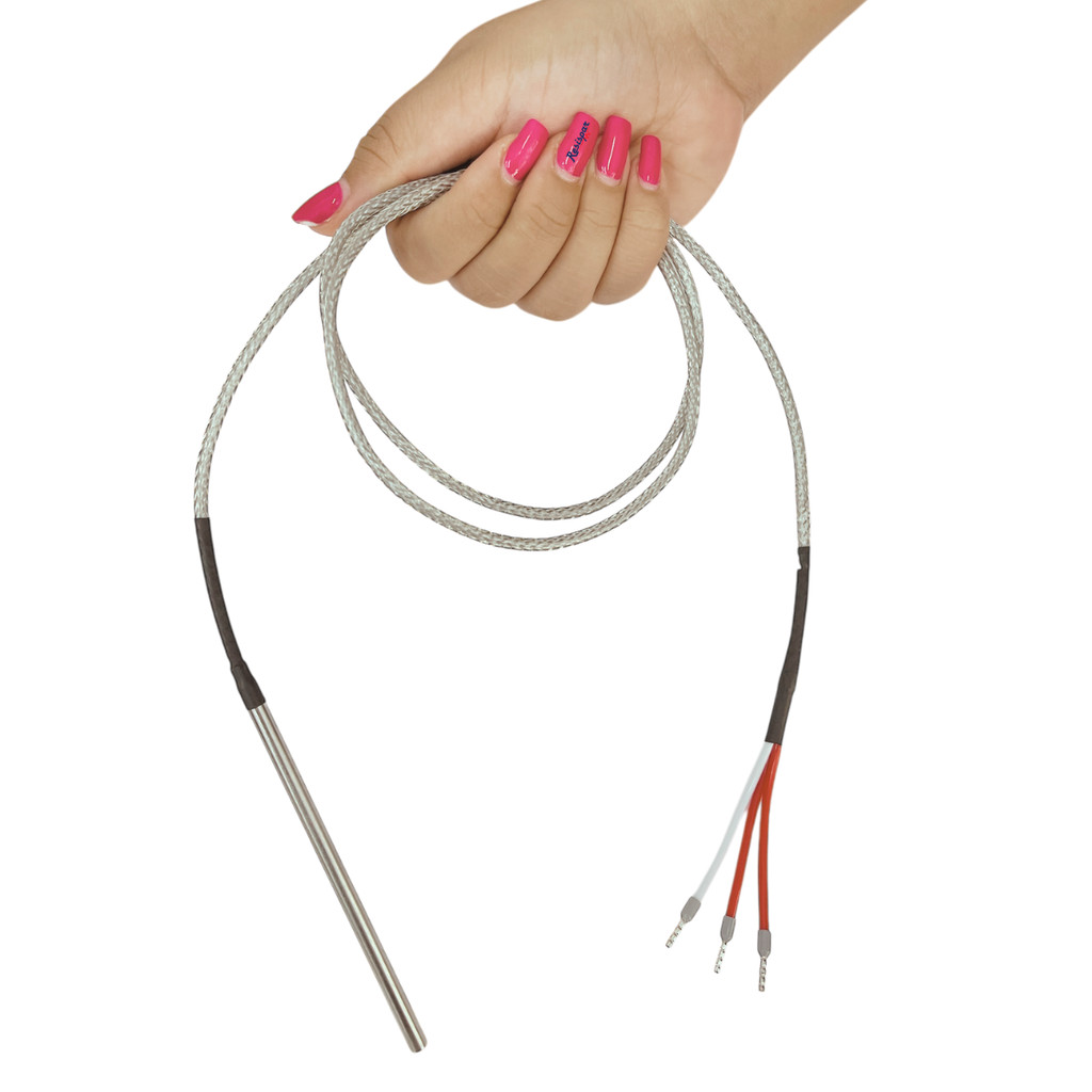 Sensor Pt100 3 Fios Haste 0,5x10cm Cabo Malha 15 Metros