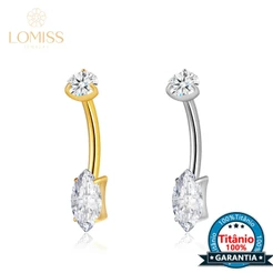 Piercing Banana Umbigo Titânio Oval Com Pontas Zircônia Cravejada