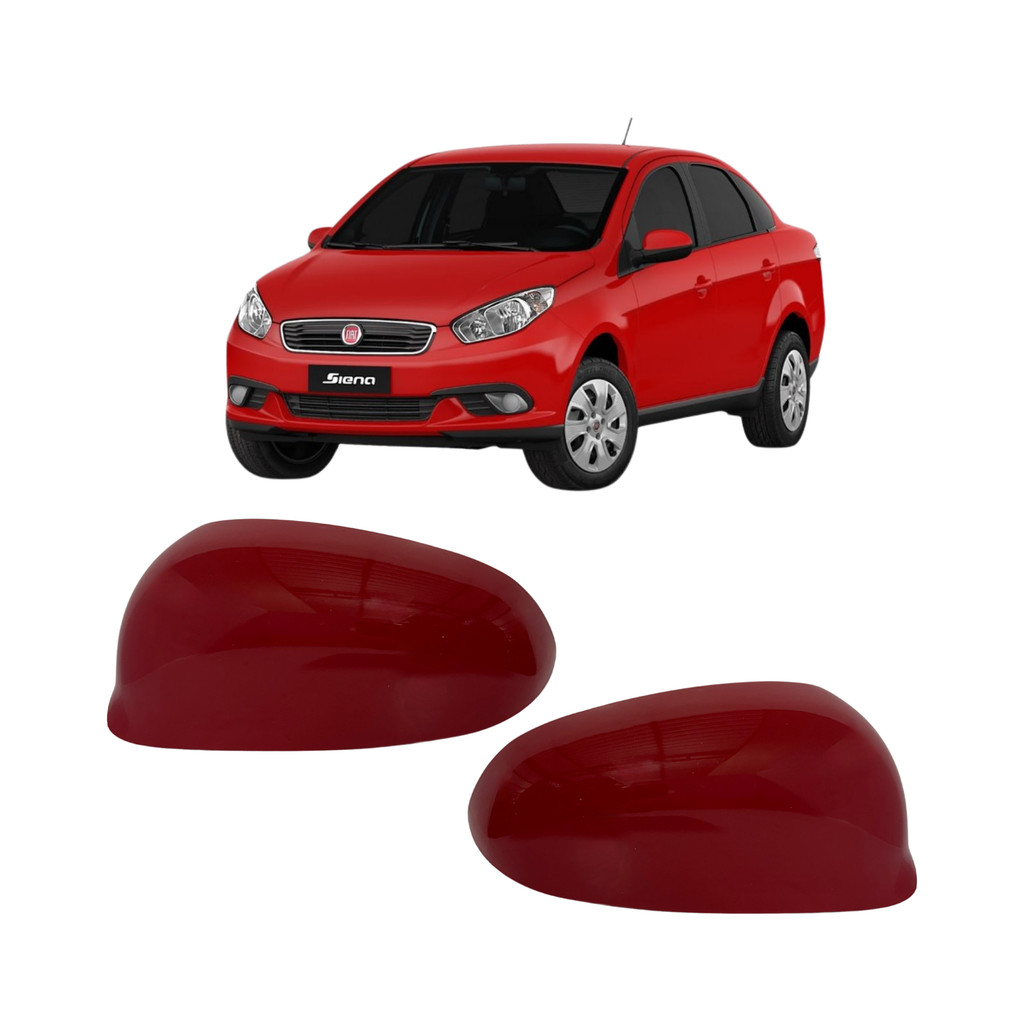 Par Capa Moldura Retrovisor Grand Siena 2012 à 2021 Padrão Original Vermelho Alpine