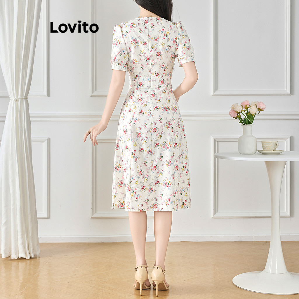 Detalhes do Lovito Vestido Boho Ditsy Floral Padrão Vestido De Verão/Primavera Para Mulheres L120ED378
