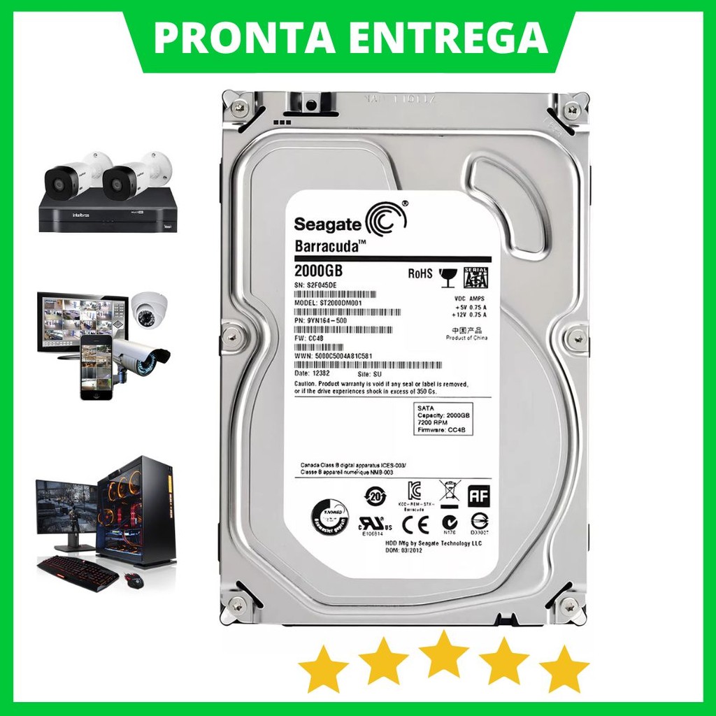 HD 2TB Seagete 3.5" de DVR, Desktop, CFTV e Sistemas de Segurança Eletrônica | Intelbras e Hikivision