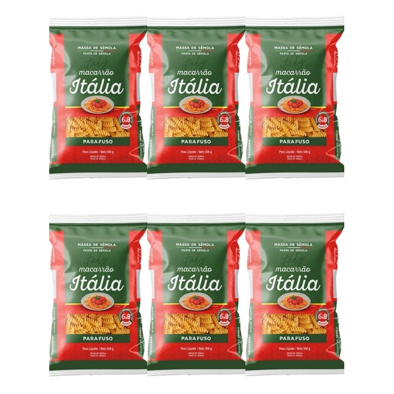 Macarrão Liane Italia Parafuso Sêmola 500g - 6 unidades