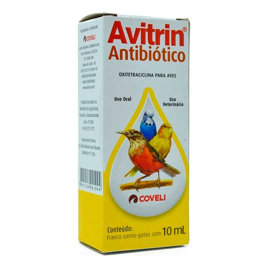 Avitrin Antibiótico 10ml Aves E Pássaros Doentes Debilitados em Oferta na Shopee