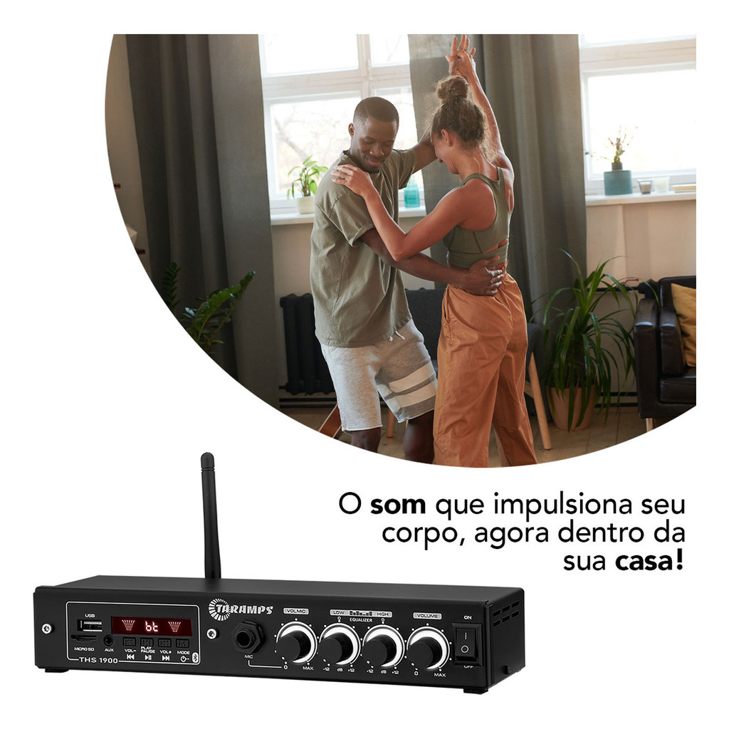 Amplificador Receiver Taramps Ths 1900 60wrms Bt Usb Sd Aux — imagem 2 de 2