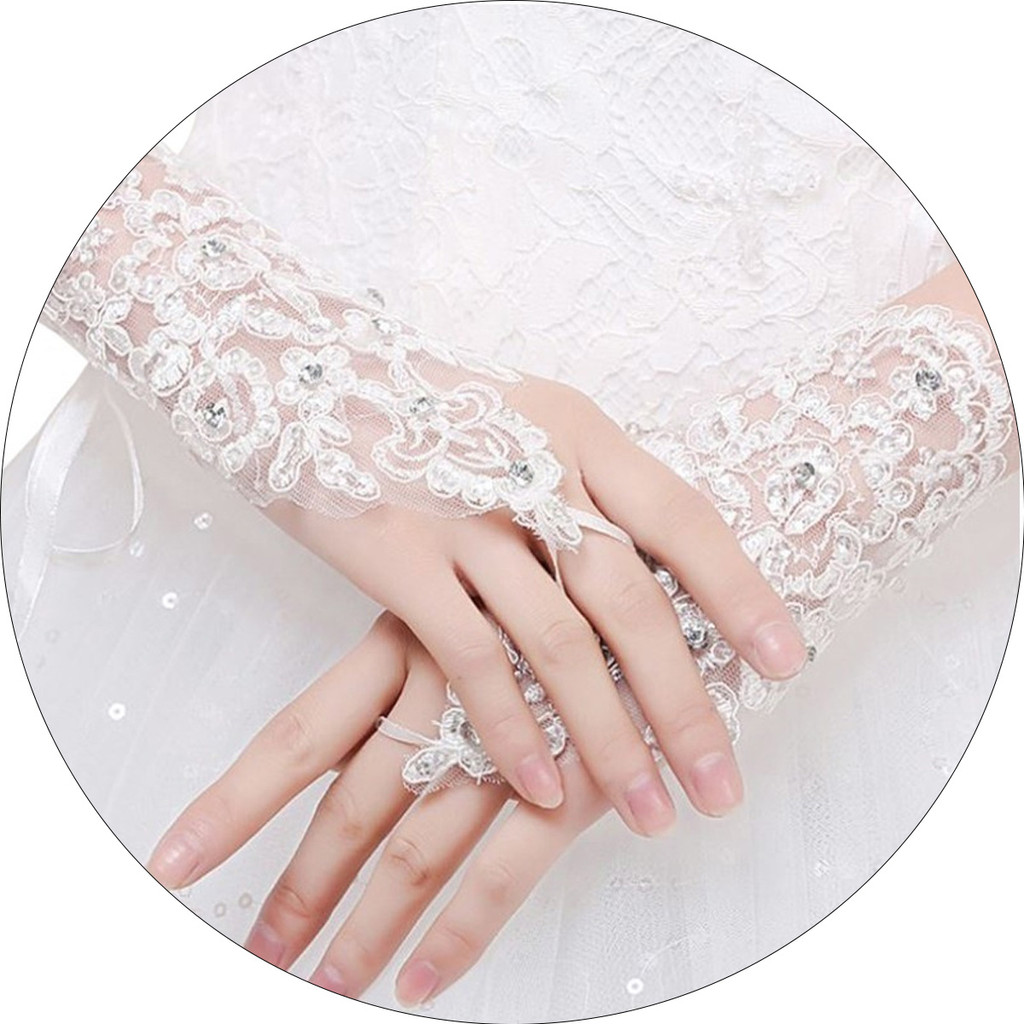 Luva Noiva Debutante Casamento De Renda Linda 1 Par em Oferta na Shopee