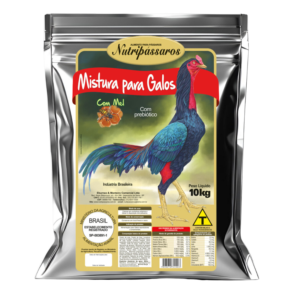 Ração Nutripassaros Com Mel Para Galos 10 Kg