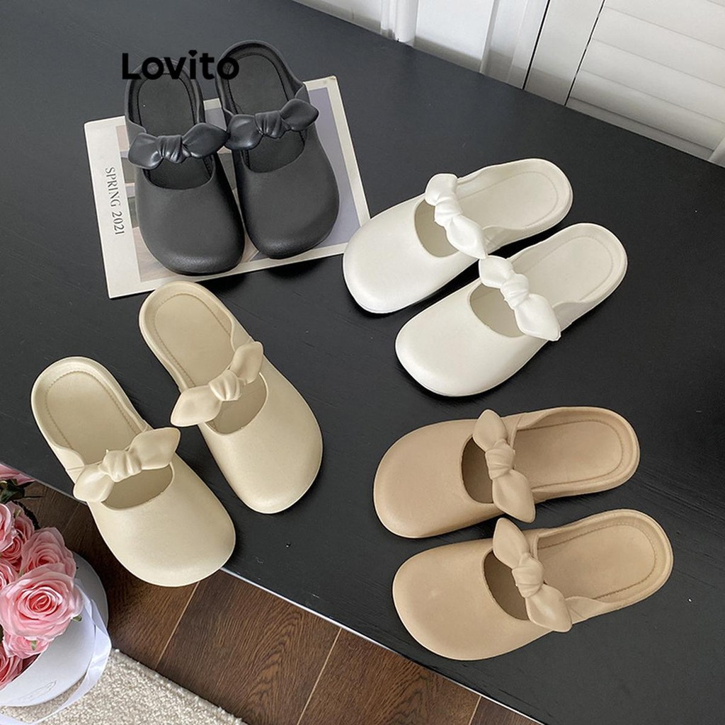 Lovito Lindas sandálias planas com nó liso para mulheres LFA28042 - Women Shoes