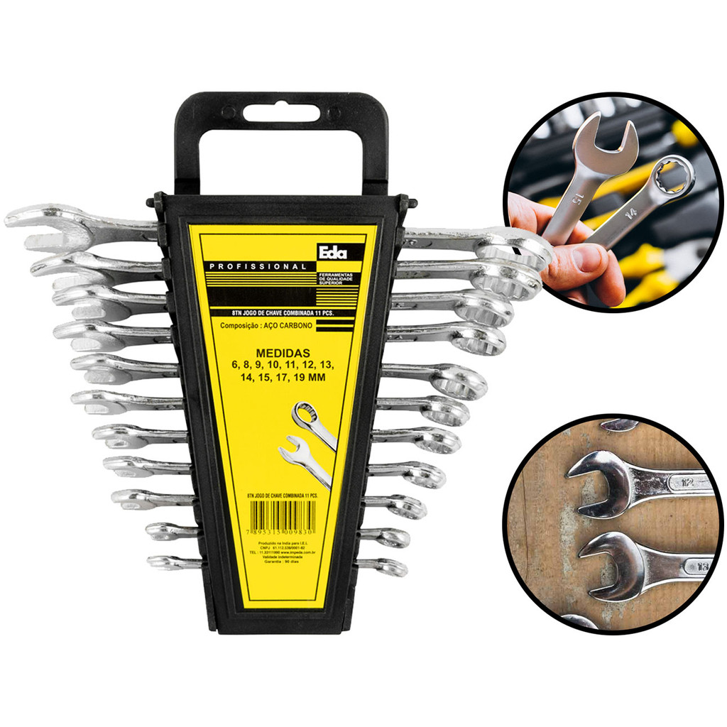 Conjunto Chaves Combinadas 11 Peças Aço Boca Estrela Acabamento Cromado 6mm a 19mm Eda em Oferta na Shopee