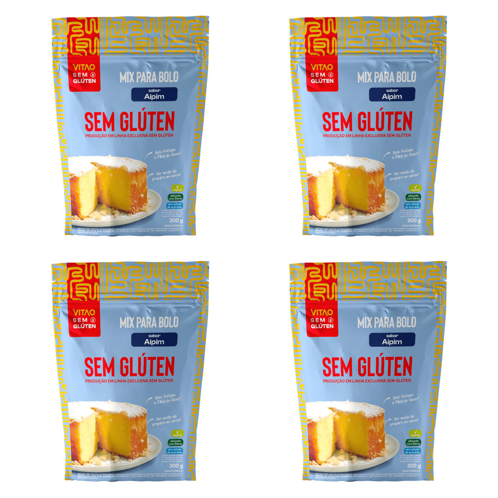 Kit Mix Bolo Aipim Sem Glúten 300G - 4 unidades - Food & Beverages