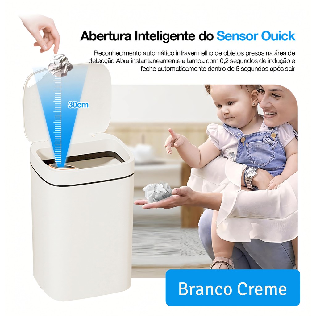 Lixeira Inteligente Sensor Automatico 12L 14L 16L Banheiro Cozinha Eletrica USB Envio Imediato Estoque No Brasil