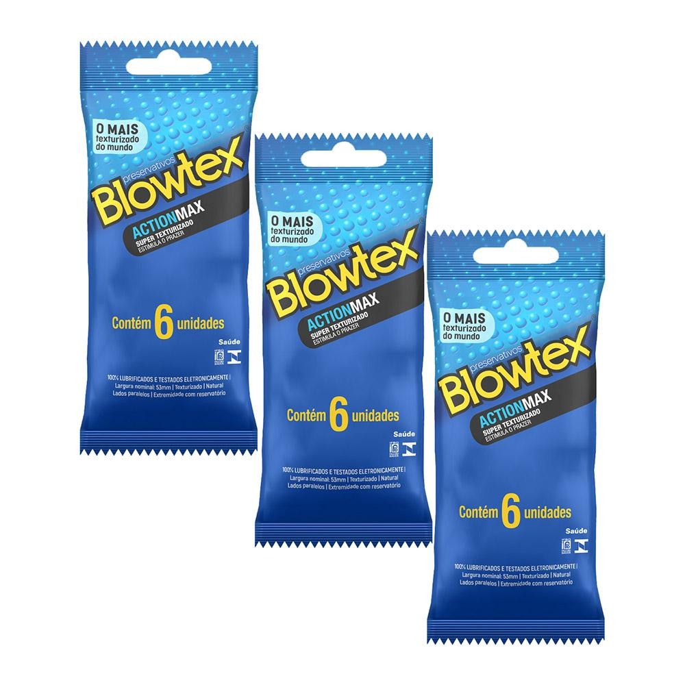 Kit 3 Preservativos Blowtex Action 6 Unidades em Oferta na Shopee