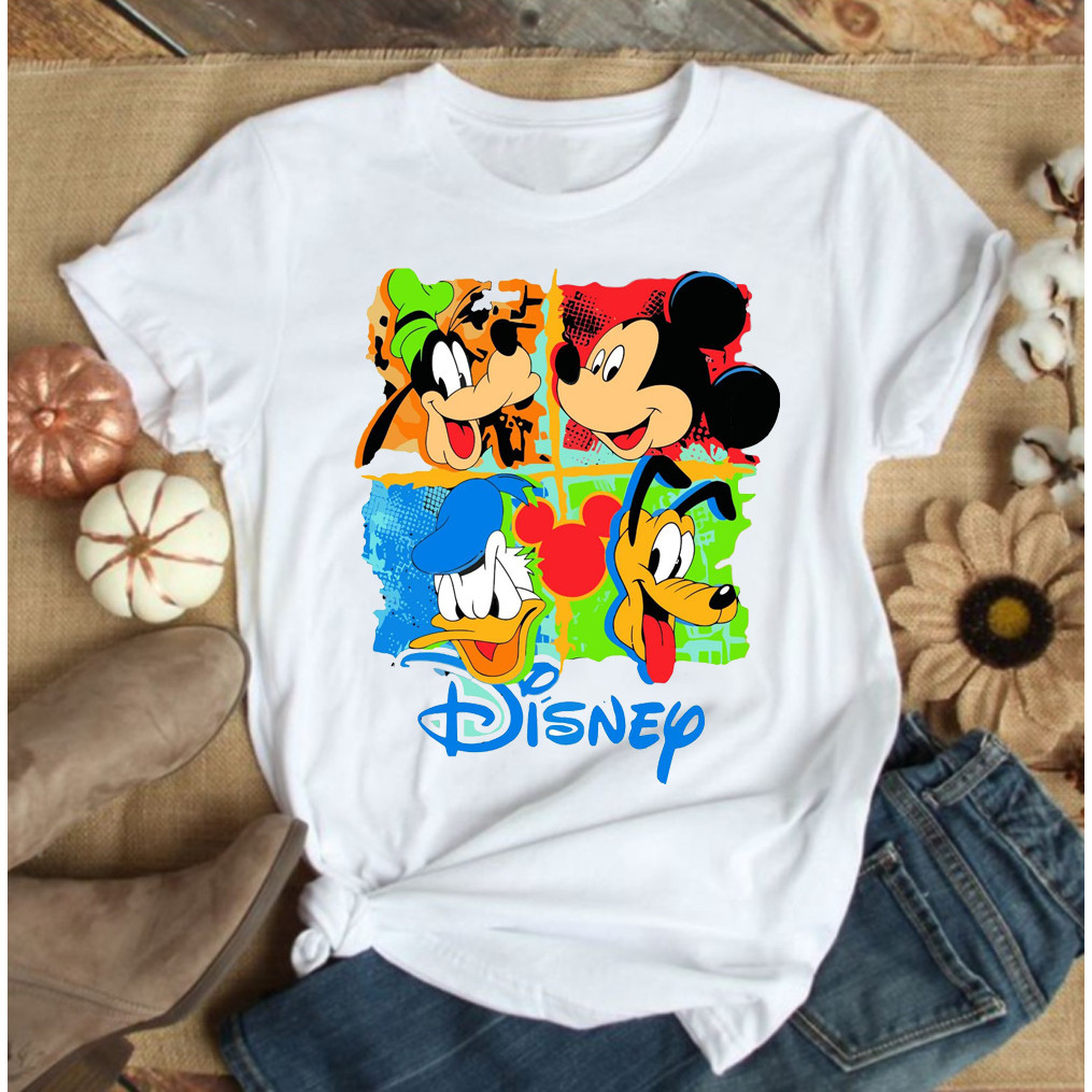 Camiseta T-shirt Feminina Blusa Estampa Mickey Pateta Donalt Pluto