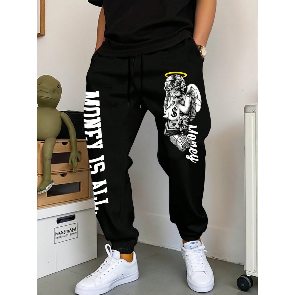 Calça Jogger Elástica com Estampa de Escultura Masculina, Passeio, Uso Casual, Moletom, Presente para Marido, Namorado