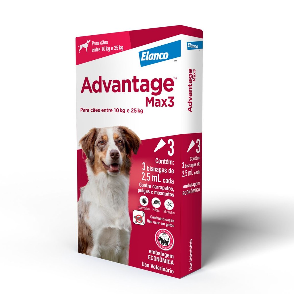 Advantage Max 3 Cães 10 A 25kg Combo 3 Pipetas Antipulgas em Oferta na Shopee