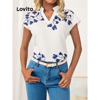 Lovito Elegante Blusa Feminina com Estampa Tropical LBL09044
