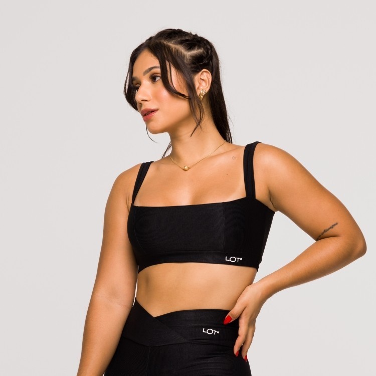 Top Academia Fitness Feminino Poliamida Preto Decote Quadrado em Oferta na Shopee