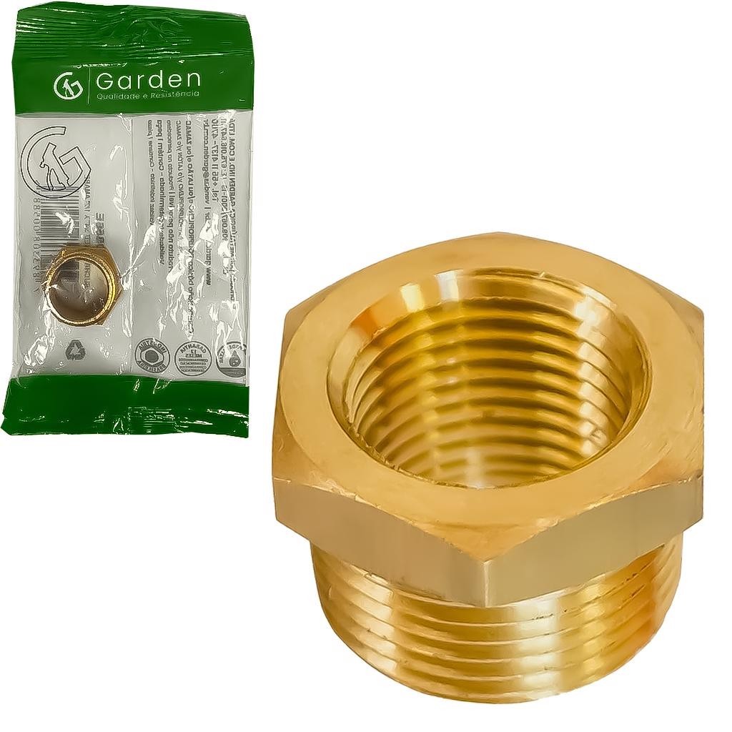 Bucha De Redução Latão Roscável Zamac Amarela 3/4 x 1/2 Pol. Para Tubulação Conexão - GARDEN em Oferta na Shopee