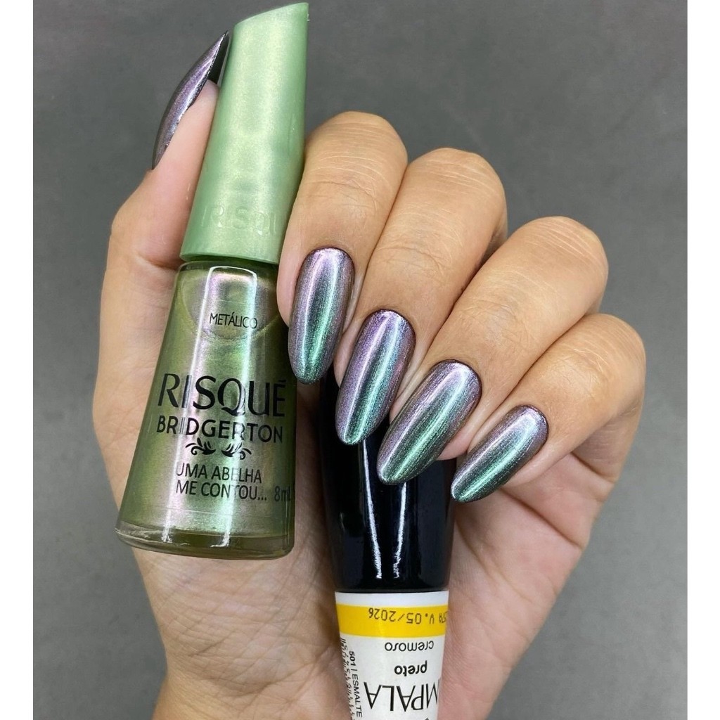 Kit 2 Esmalte Risqué Bridgerton Uma Abelha Me Contou e Impala Preto